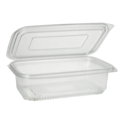 Verpackungsbecher mit Klappdeckeln, PP rechteckig 750 ml 5,3 cm x 13 cm x 19 cm transparent