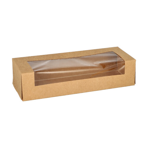 Sushi-Schalen, Pappe eckig 4,5 cm x 19,5 cm x 7 cm braun