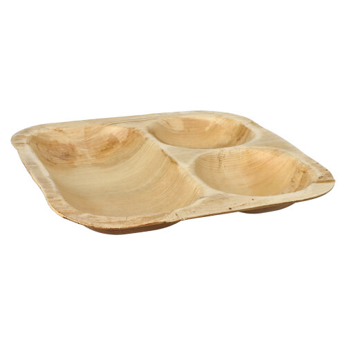 Siegelschalen Palmblatt "pure" eckig 500 ml 4 cm x 26 cm x 26 cm 3-geteilt
