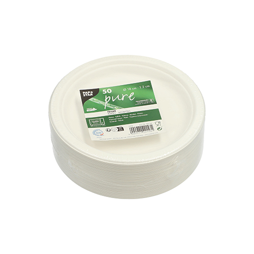 Teller, Zuckerrohr "pure" ungeteilt Ø 18 cm · 2 cm weiss