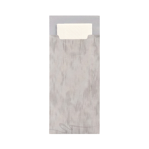 Bestecktaschen 20 cm x 8,5 cm grau inkl. weißer Serviette