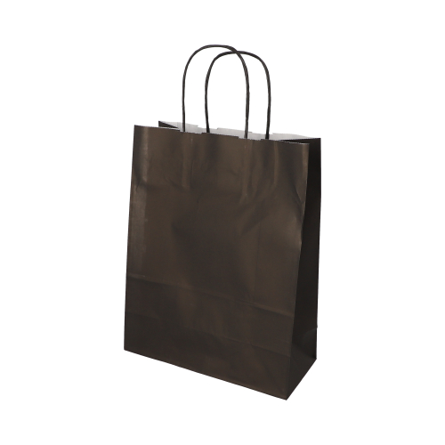 Tragetaschen, Papier 28 cm x 22 cm x 10 cm schwarz mit gedrehtem Tragegriff