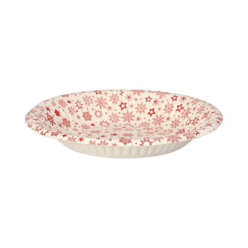 Schalen, Pappe rund Ø 19 cm · 3 cm weiss "Snöflinga"