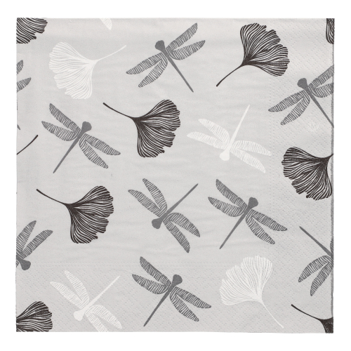 Servietten, 3-lagig 1/4-Falz 40 cm x 40 cm grau "Ginko"
