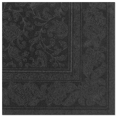 Servietten "ROYAL Collection" 1/4-Falz 40 cm x 40 cm schwarz "Ornaments"