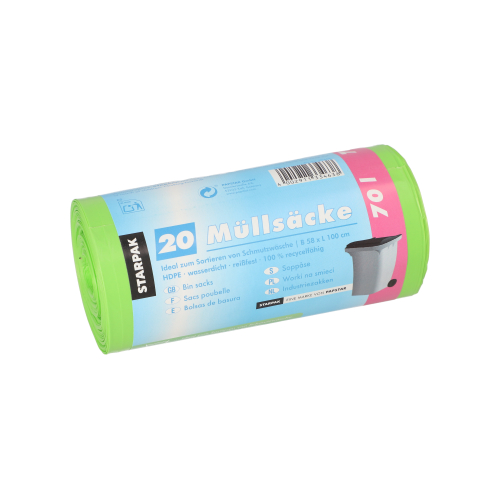 Müllsäcke, HDPE 70 l 100 cm x 58 cm grün 23 my