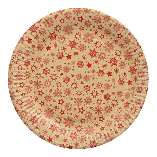 Teller, Pappe rund Ø 23 cm "Snöflinga"