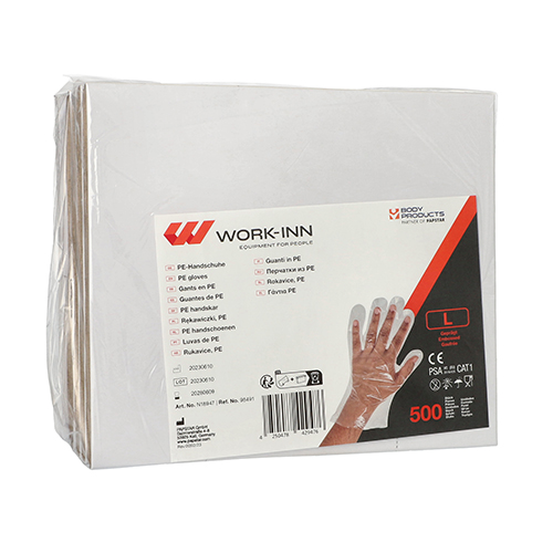 "WORK-INN/-PS" Handschuhe, PE transparent für Herren, L