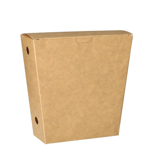 Pommes-Frites-Schütte, Pappe "pure" 4,3 cm x 14,5 cm x 11 cm braun mit Klappdeckel