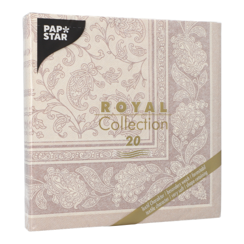 Servietten "ROYAL Collection" 1/4-Falz 40 cm x 40 cm mocca "Ornaments"