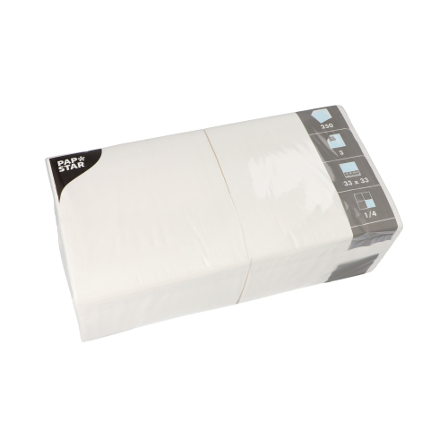 Servietten, 3-lagig 1/4-Falz 33 cm x 33 cm weiss