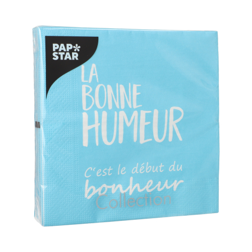 Servietten, 3-lagig 1/4-Falz 33 cm x 33 cm blau "La Bonne Humeur"