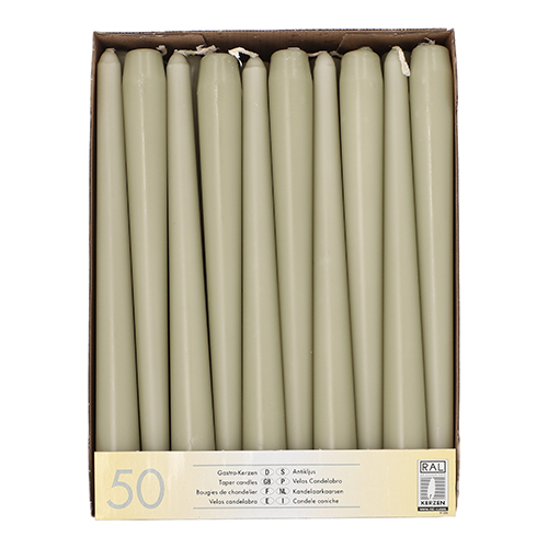 Leuchterkerzen Ø 2,2 cm · 25 cm farngrün