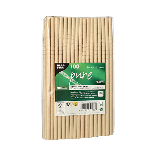 Trinkhalme Papier "pure" Ø 6 mm · 20 cm braun flexibel