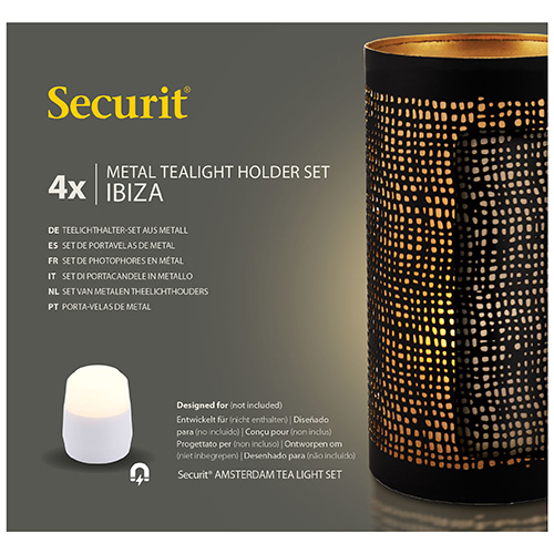 Kerzenhalter Ø 8 cm · 15 cm schwarz/gold "Ibiza"