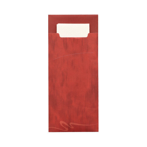 Bestecktaschen 20 cm x 8,5 cm bordeaux inkl. weißer Serviette