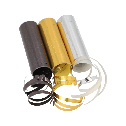 Luftschlangen 4 m schwarz/gold/silber "Metallic"