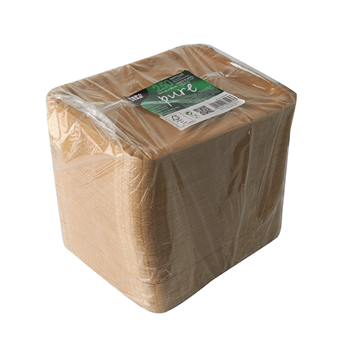 Teller, Pappe "pure" eckig 16,5 cm x 20 cm braun