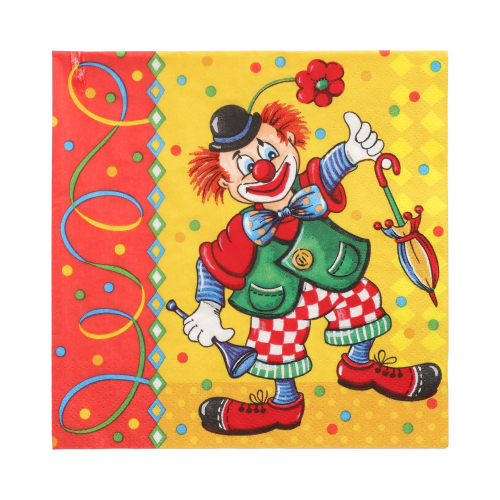 Servietten, 3-lagig 1/4-Falz 33 cm x 33 cm "Clown"