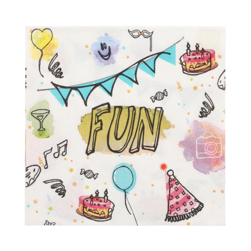 Servietten, 3-lagig 1/4-Falz 33 cm x 33 cm "Fun"