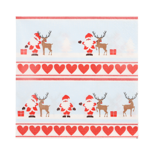 Servietten, 3-lagig 1/4-Falz 33 cm x 33 cm "Lovely Santa"