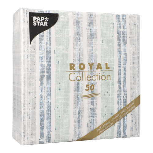 Servietten "ROYAL Collection" 1/4-Falz 40 cm x 40 cm dunkelblau "Stripes"