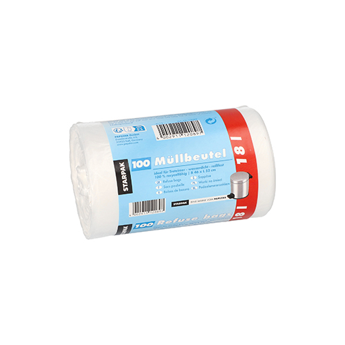 Müllbeutel, HDPE 18 l 52 cm x 46 cm weiss 9 my