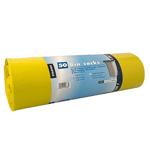 Müllsäcke, LDPE 120 l 110 cm x 70 cm gelb 40 my