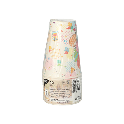 Trinkbecher, Pappe 0,2 l Ø 7 cm · 9,7 cm "Fete"
