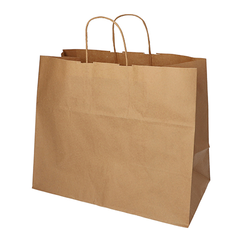 Tragetaschen, Papier 27 cm x 32 cm x 21,5 cm braun mit gedrehtem Tragegriff