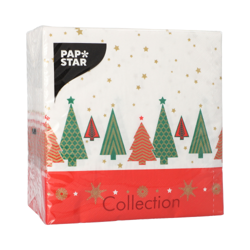 Servietten, 3-lagig 1/4-Falz 33 cm x 33 cm "Plain Christmas Trees"