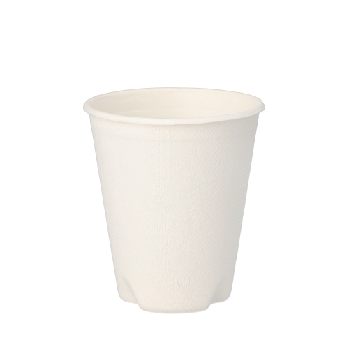 Trinkbecher, Zuckerrohr "pure" 0,2 l Ø 8 cm · 9,1 cm weiss für Heißgetränke
