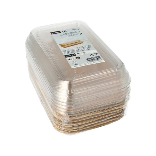 Schalen, Palmblatt eckig 400 ml 5 cm x 14 cm x 20 cm mit rPET Deckel "Kombipack"