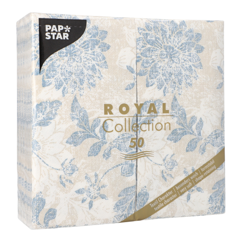 Servietten "ROYAL Collection" 1/8-Falz 40 cm x 40 cm arktikblau "Flowers"
