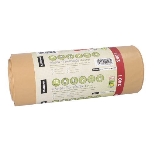 Müllsäcke aus 100% PCW "Waste-To-Waste" 240 l 126,5 cm x 103 cm braun 60 my