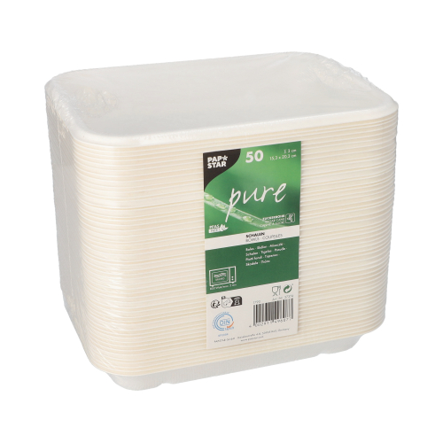 Schalen, Zuckerrohr "pure" ungeteilt 3 cm x 15,3 cm x 20,3 cm weiss