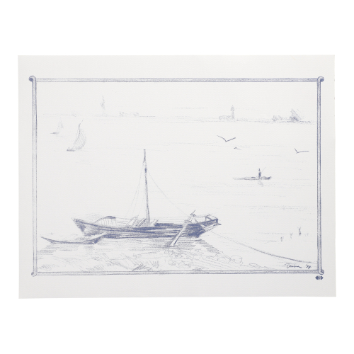 Tischsets, Papier 30 cm x 40 cm weiss "Ruderboot" Tischsets, Papier 30 cm x 40 cm weiss "Ruderboot"
