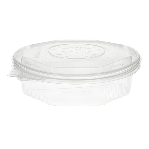 Menüboxen mit Klappdeckeln, PP 2-geteilt 5,9 cm x 21,5 cm x 21,5 cm transparent 8-eckig