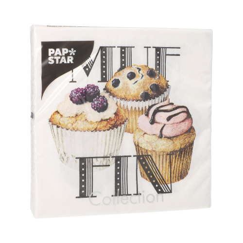 Servietten, 3-lagig 1/4-Falz 33 cm x 33 cm "Muffin"