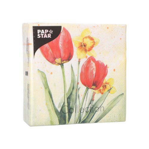 Servietten, 3-lagig 1/4-Falz 25 cm x 25 cm "Tulips & Daffodils"