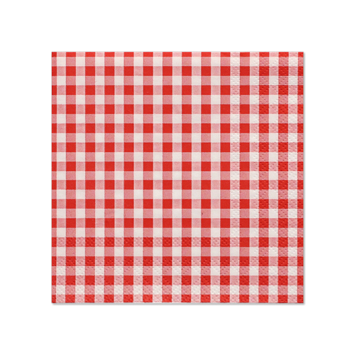 Servietten, 3-lagig 1/4-Falz 25 cm x 25 cm rot "Vichy Karo"