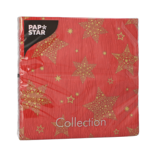 Servietten, 3-lagig 1/4-Falz 33 cm x 33 cm rot "Christmas Shine"