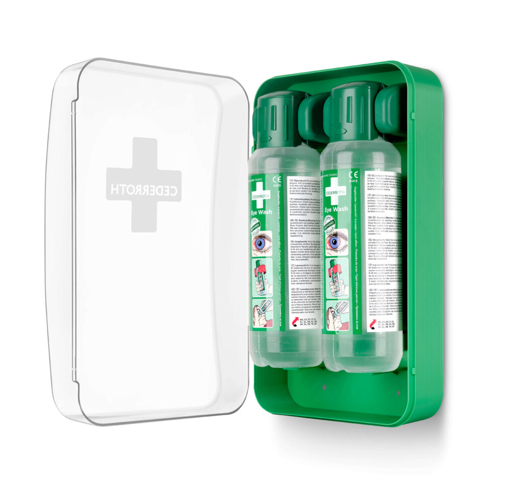 "Cederroth" Augendusche 29,6 cm x 19,2 cm "Eye-Wash-Cabinet" inkl. 2 Flaschen (500ml)
