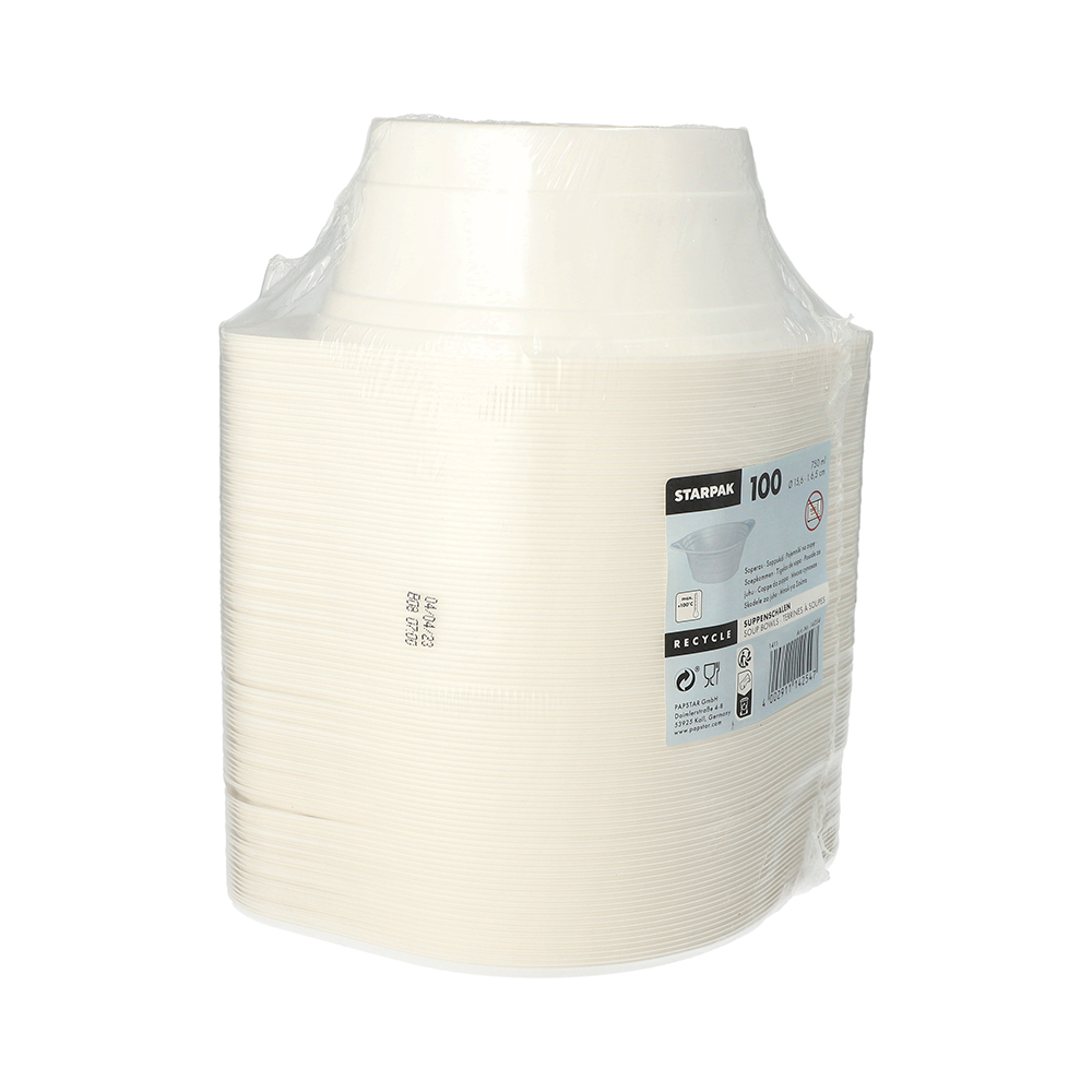 Suppenschalen, PP 750 ml Ø 15,6 cm · 6,5 cm weiss mit Anfasser
