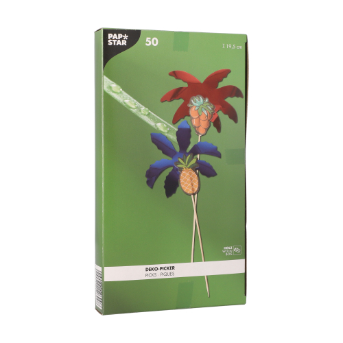 Deko-Picker 19,5 cm farbig sortiert "Palmblätter"