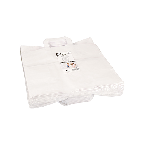 Tragetaschen, Papier 27 cm x 32 cm x 17 cm weiss mit Tragegriff