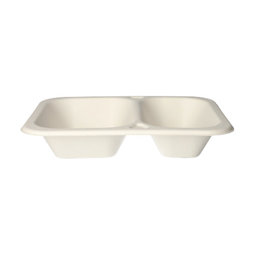 Siegelschalen Zuckerrohr 2-geteilt 800 ml 4,2 cm x 18,5 cm x 23,5 cm weiss