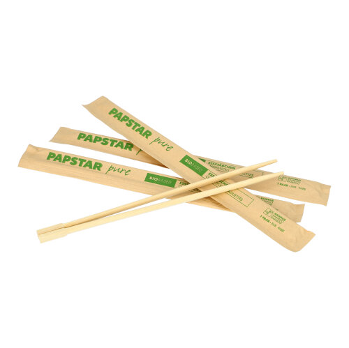 Paar Essstäbchen Bambus "ASIA" 23 cm einzeln gehüllt