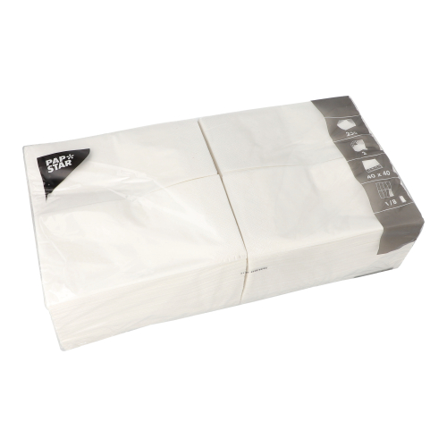 Servietten, 2-lagig 1/8-Falz 40 cm x 40 cm weiss