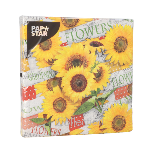 Servietten, 3-lagig 1/4-Falz 33 cm x 33 cm "Sunflower Field"